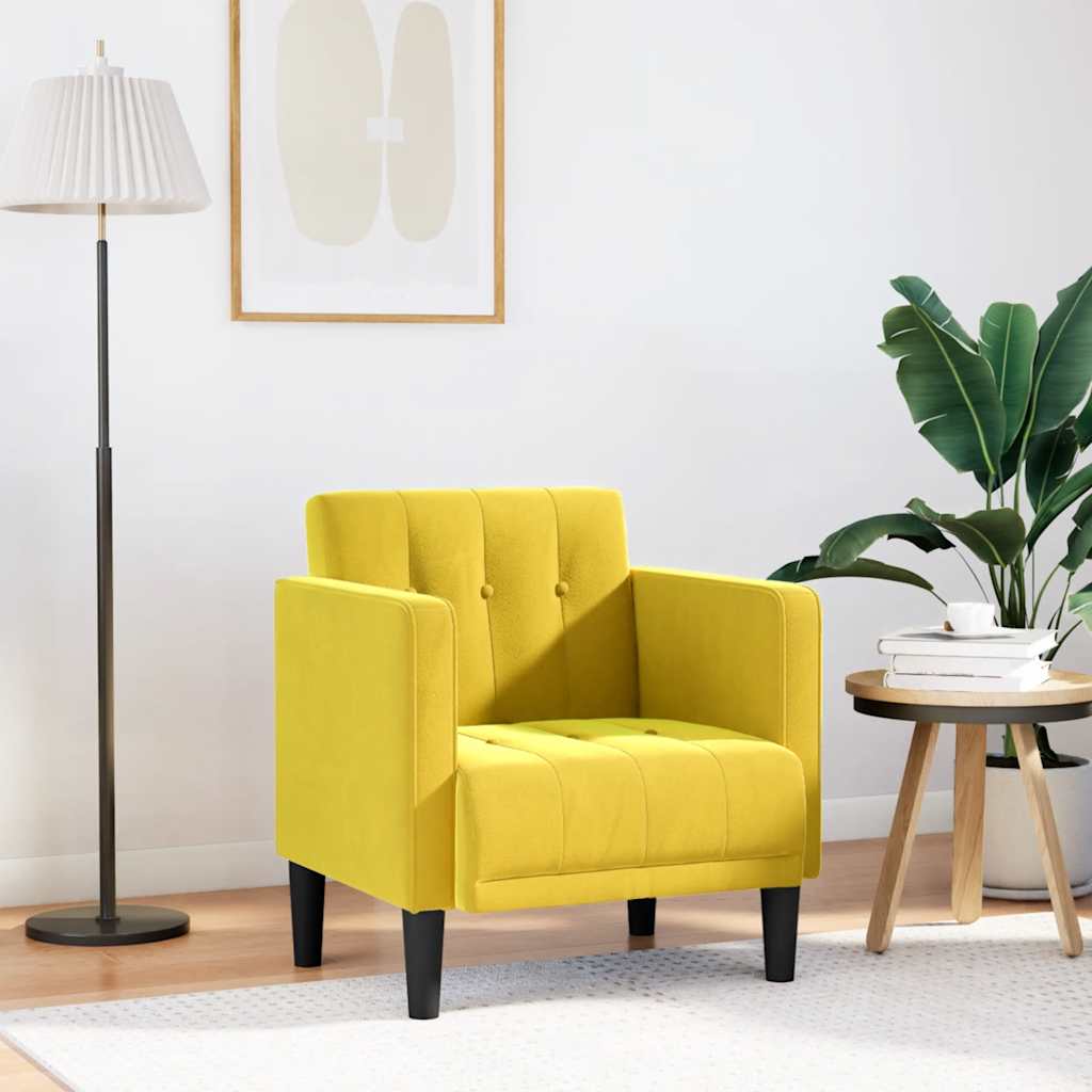 sofastol med armlæn 53 cm fløjl gul
