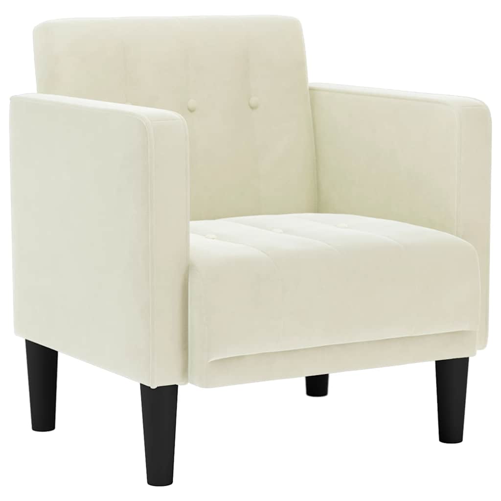 sofastol med armlæn 53 cm fløjl cremefarvet