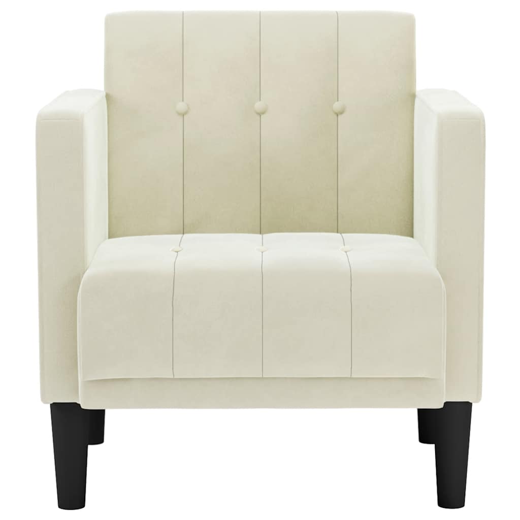 sofastol med armlæn 53 cm fløjl cremefarvet