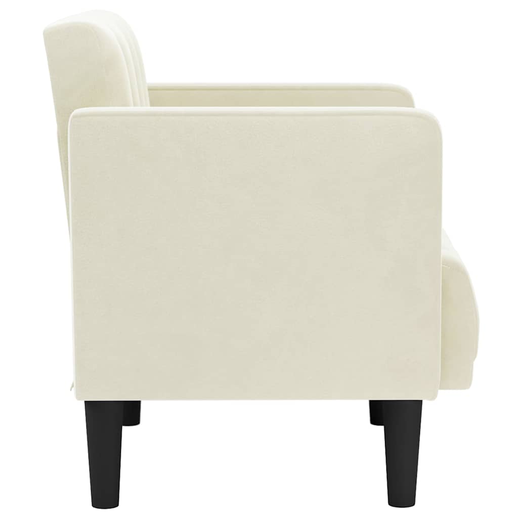 sofastol med armlæn 53 cm fløjl cremefarvet
