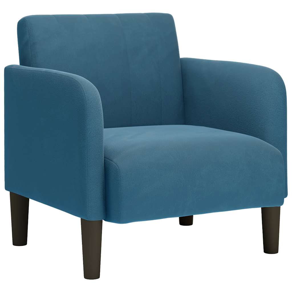 sofastol med armlæn 54 cm fløjl blå