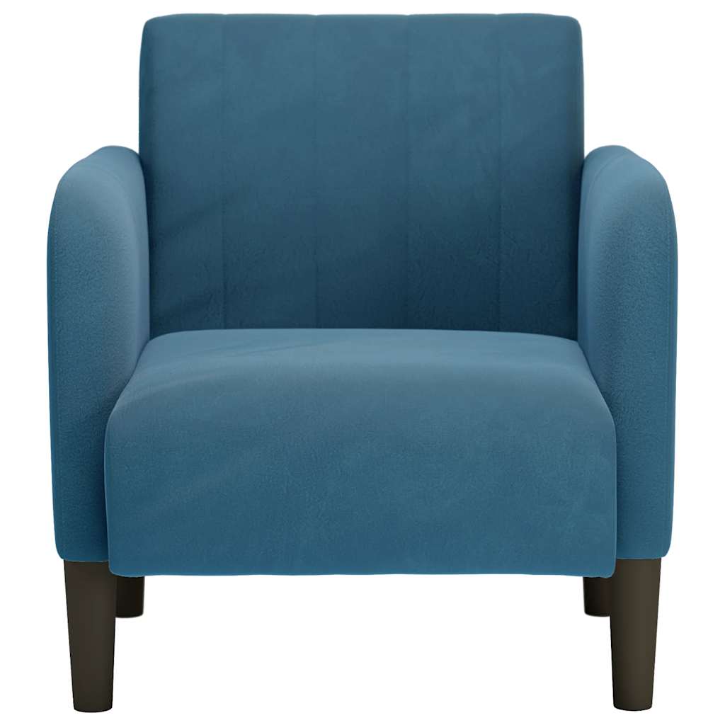 sofastol med armlæn 54 cm fløjl blå