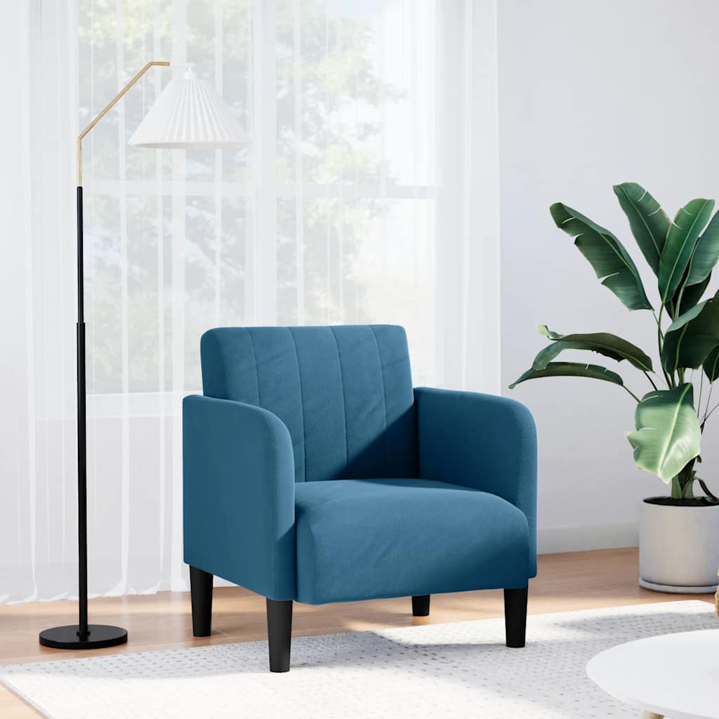 sofastol med armlæn 54 cm fløjl blå