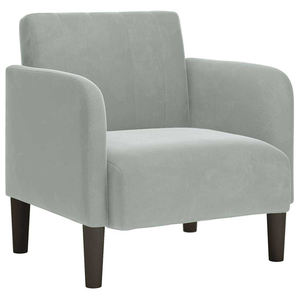 sofastol med armlæn 54 cm fløjl lysegrå