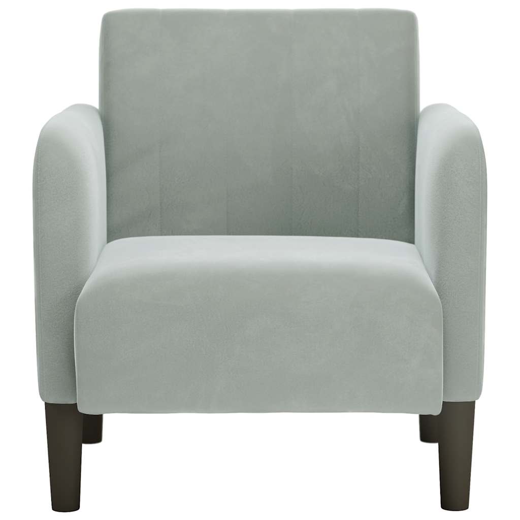 sofastol med armlæn 54 cm fløjl lysegrå