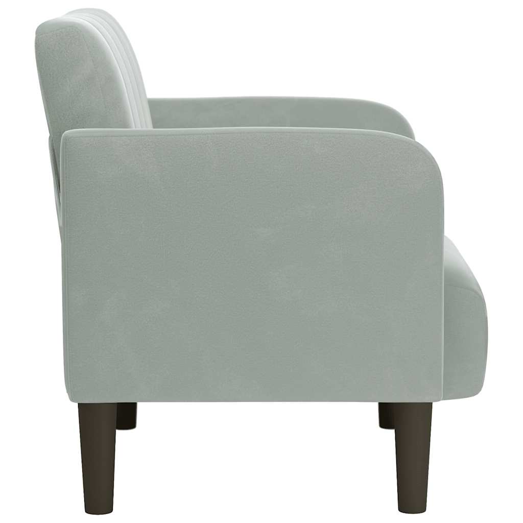 sofastol med armlæn 54 cm fløjl lysegrå