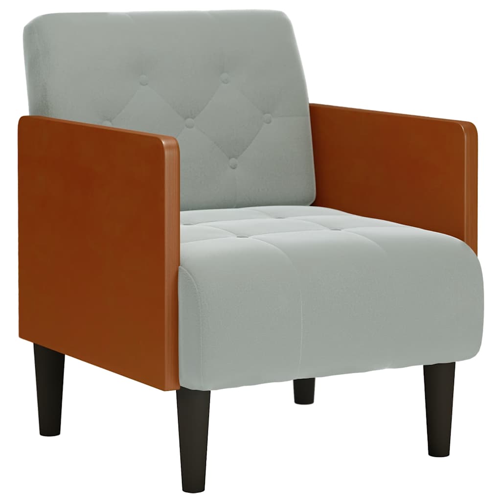 sofastol med armlæn 55 cm fløjl lysegrå