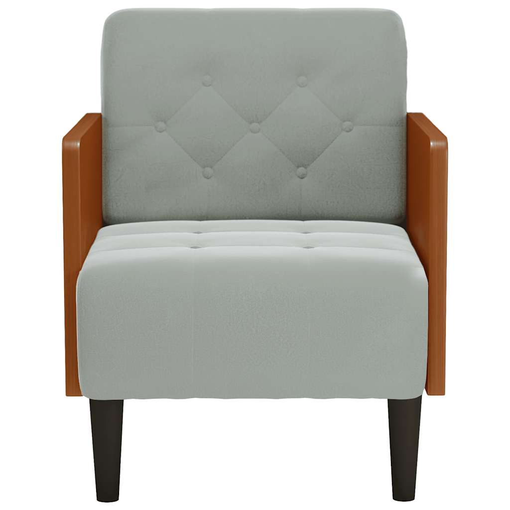 sofastol med armlæn 55 cm fløjl lysegrå
