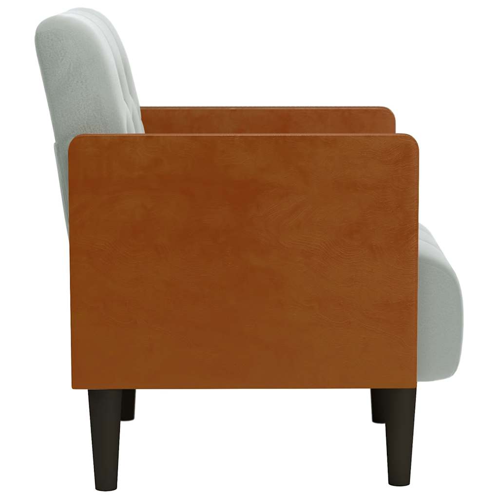 sofastol med armlæn 55 cm fløjl lysegrå