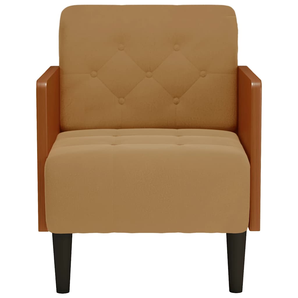 sofastol med armlæn 55 cm fløjl brun