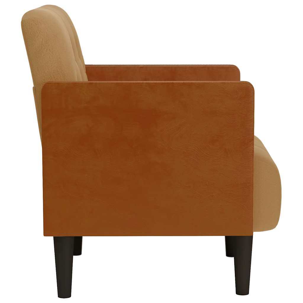 sofastol med armlæn 55 cm fløjl brun