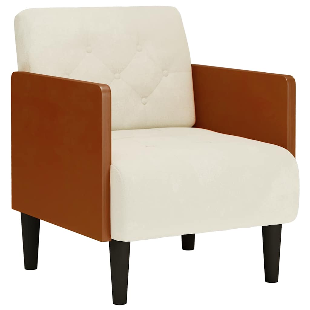 sofastol med armlæn 55 cm fløjl cremefarvet