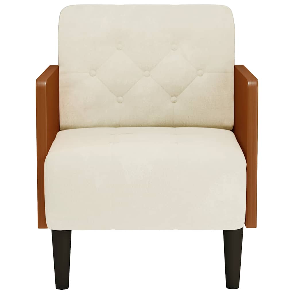 sofastol med armlæn 55 cm fløjl cremefarvet
