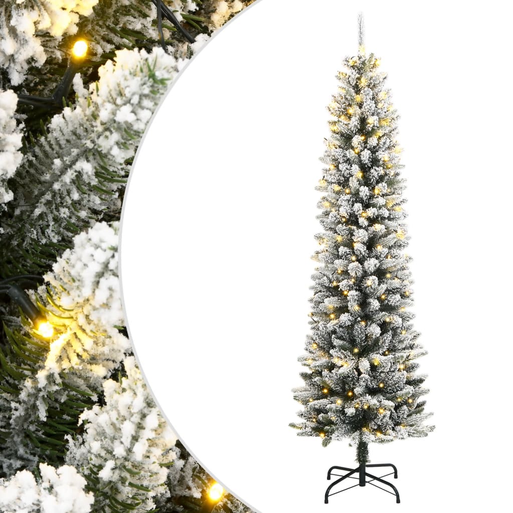 kunstigt juletræ med sne og 150 LED'er 150 cm