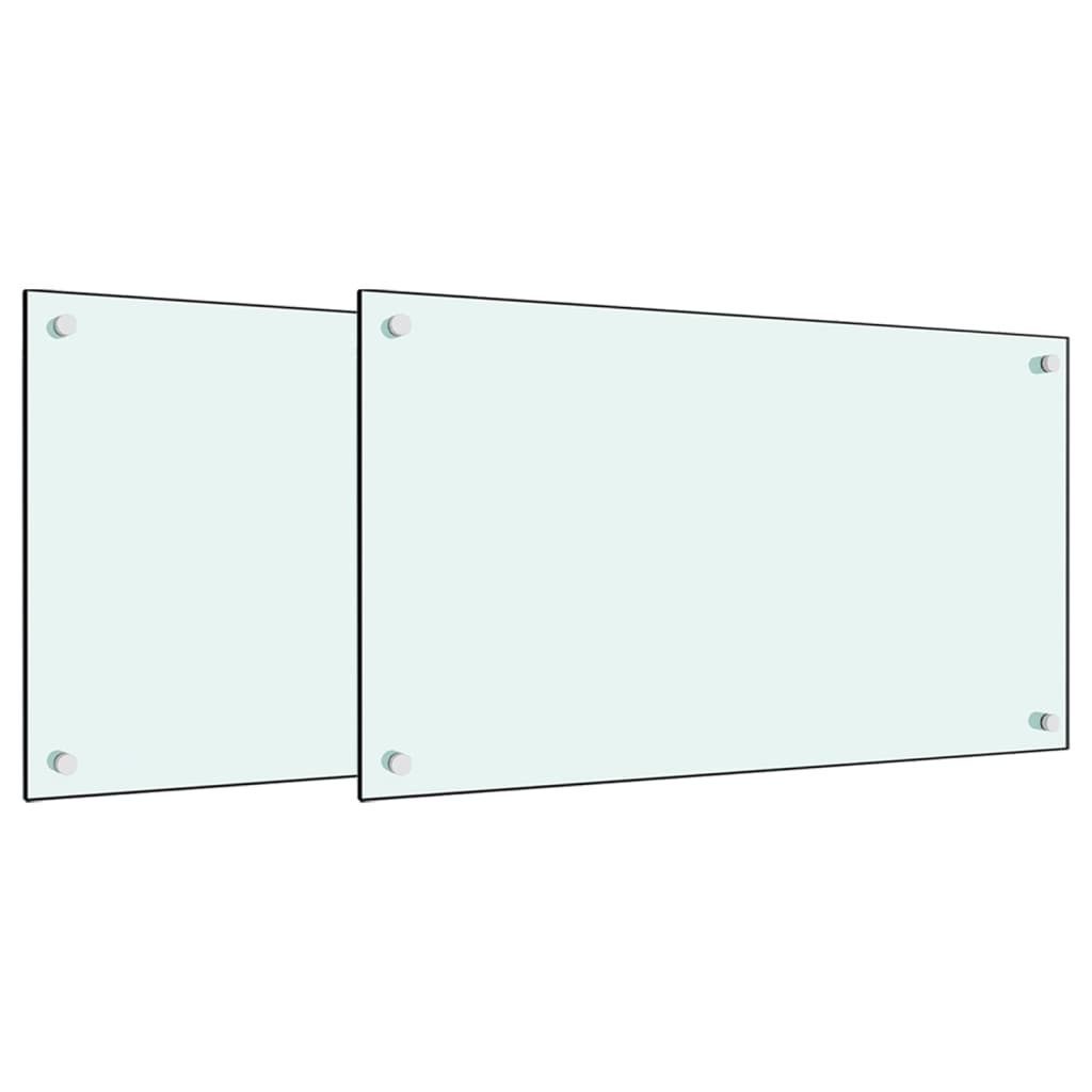 stænkplader 2 stk. 70x40 cm hærdet glas hvid