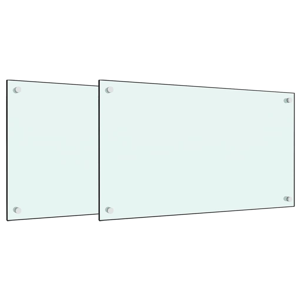 stænkplader 2 stk. 70x60 cm hærdet glas hvid