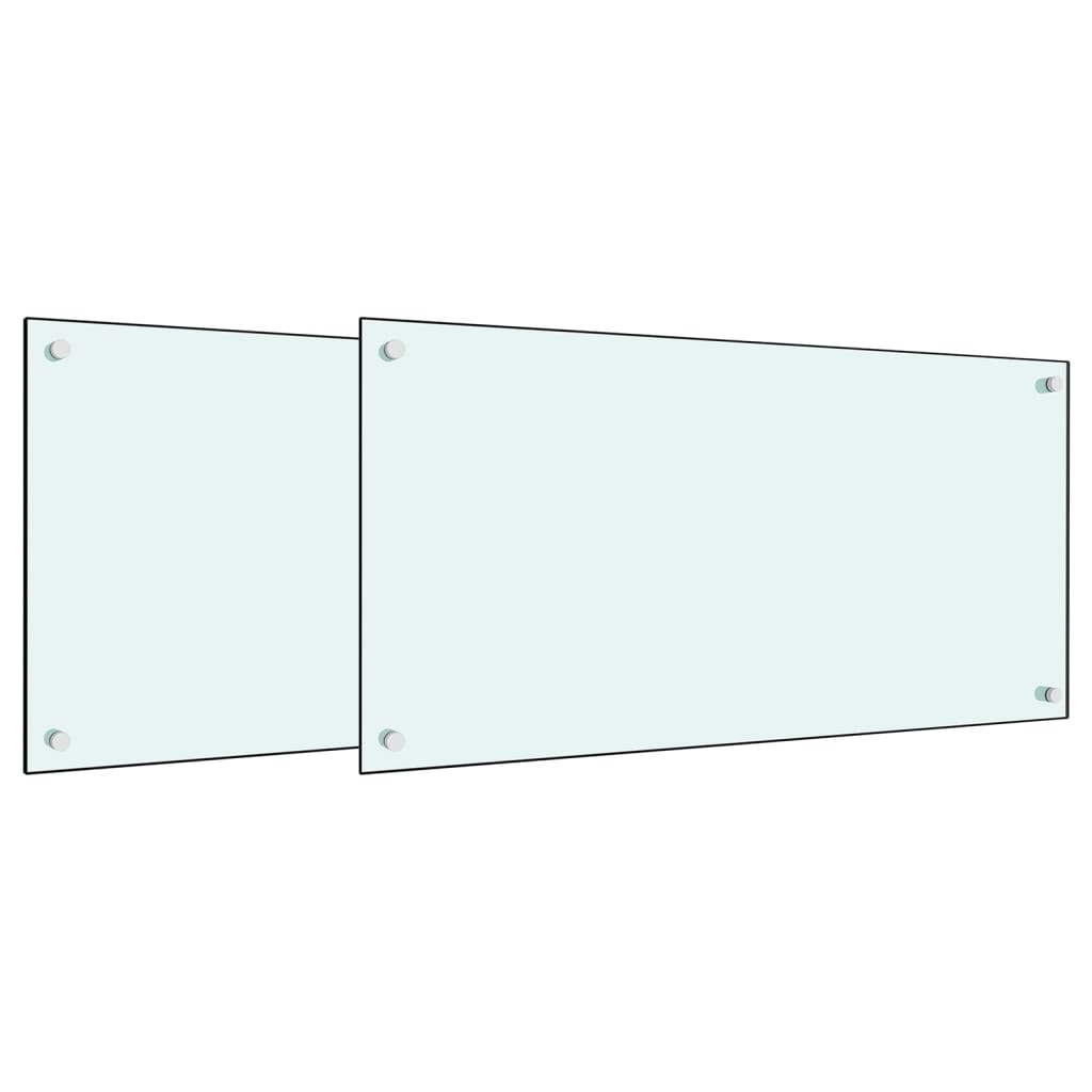 stænkplader 2 stk. 80x40 cm hærdet glas hvid