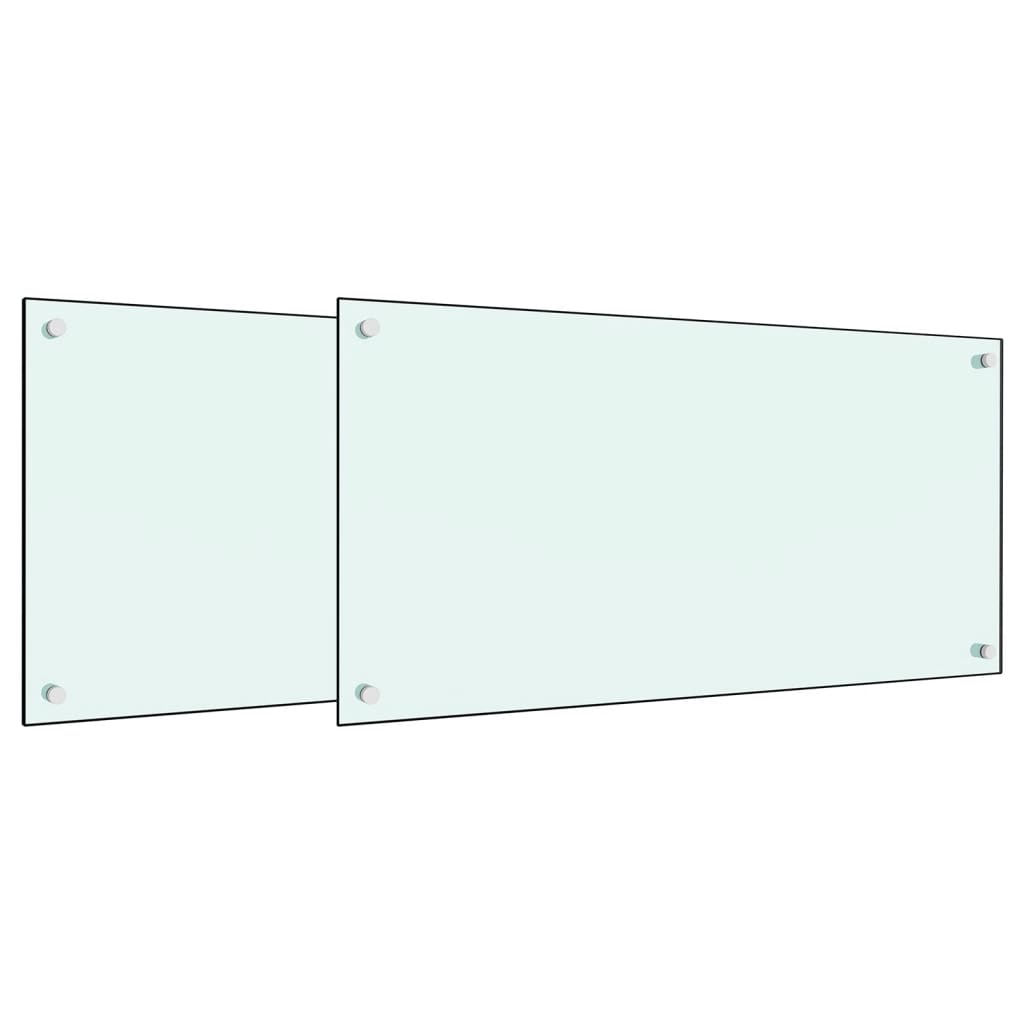 stænkplader 2 stk. 80x50 cm hærdet glas hvid