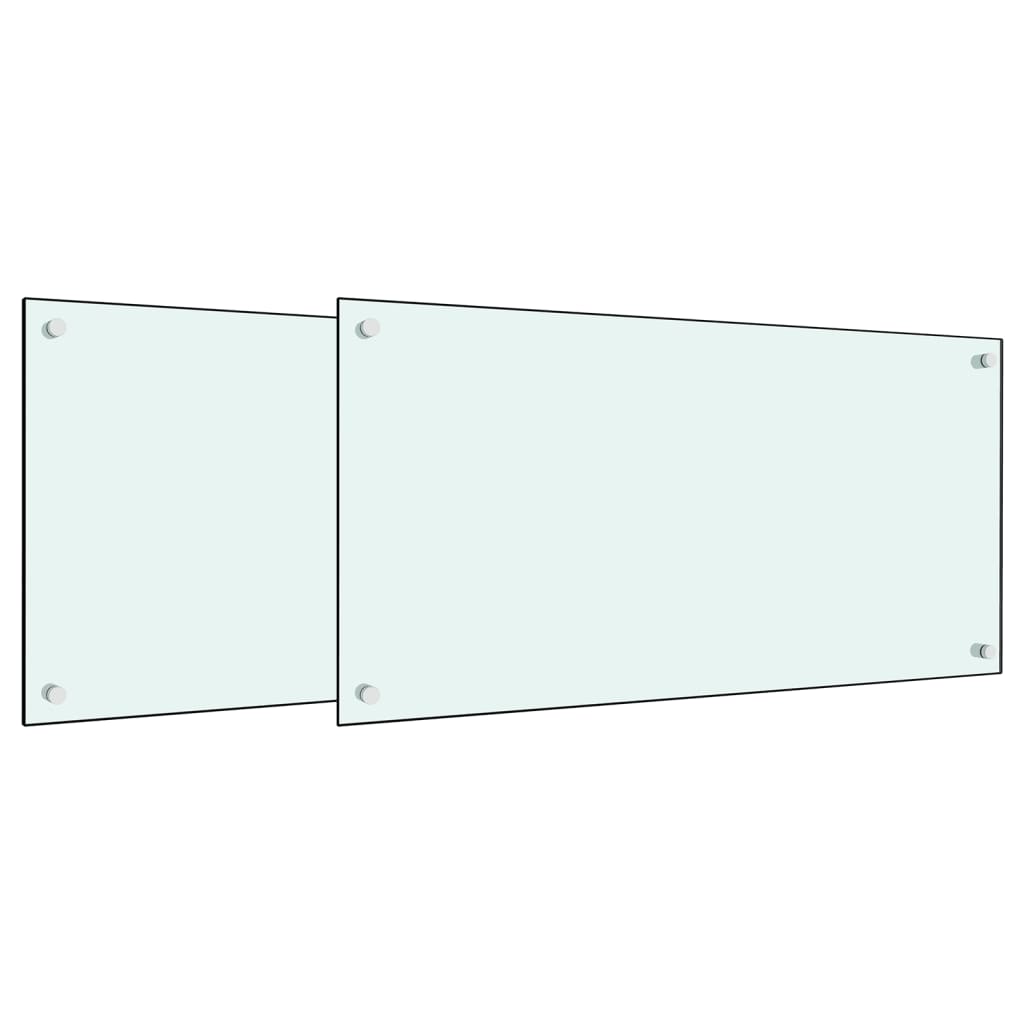 stænkplader 2 stk. 80x60 cm hærdet glas hvid