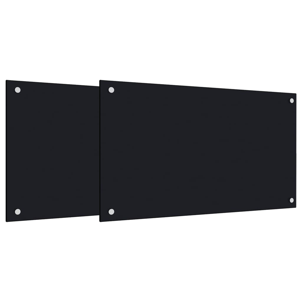 stænkplader 2 stk. 70x40 cm hærdet glas sort