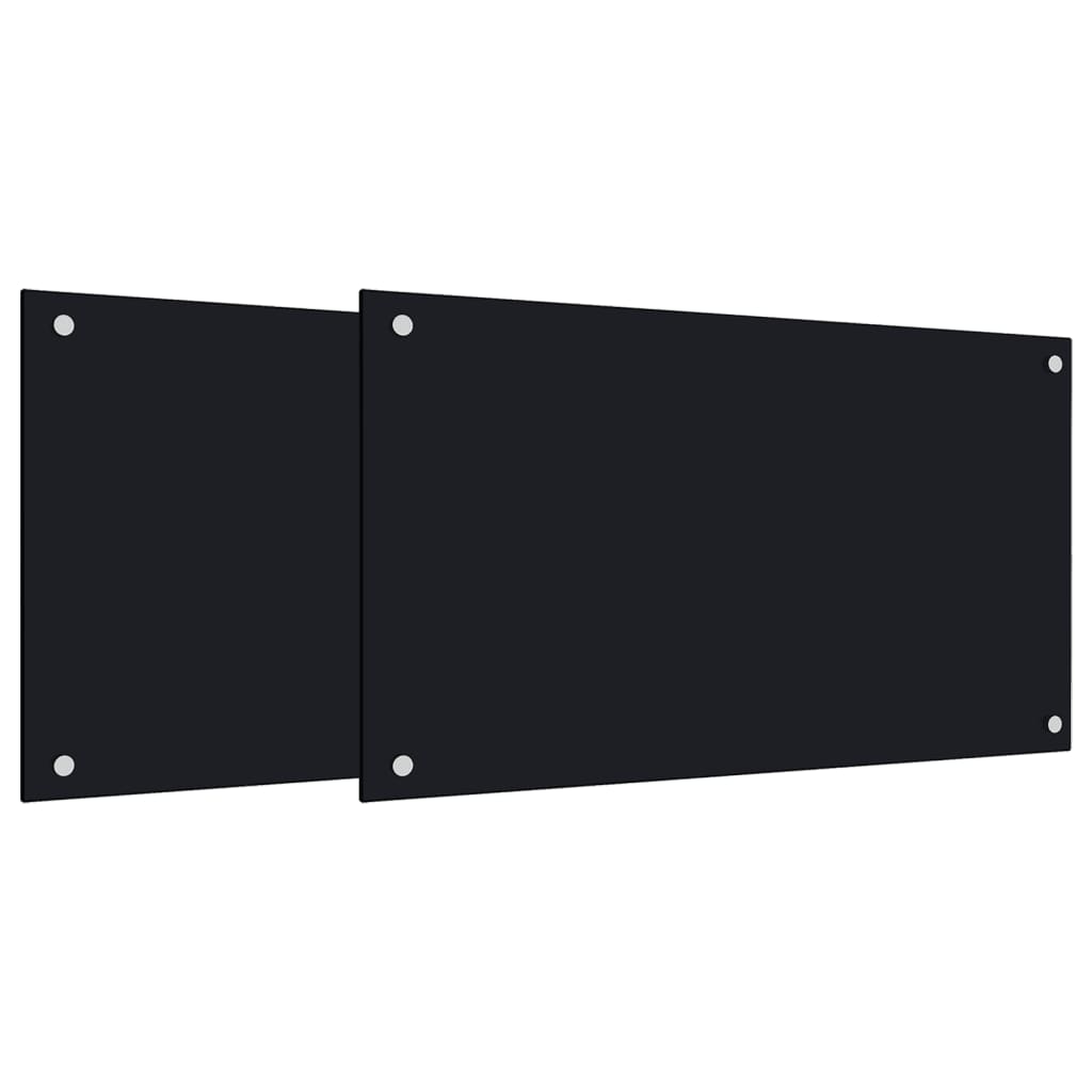 stænkplader 2 stk. 70x50 cm hærdet glas sort