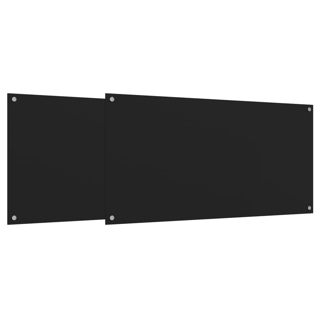 stænkplader 2 stk. 80x40 cm hærdet glas sort