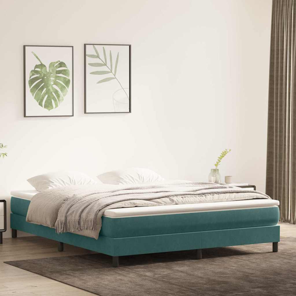 kontinentalseng uden madras 180x220 cm fløjl mørkegrøn