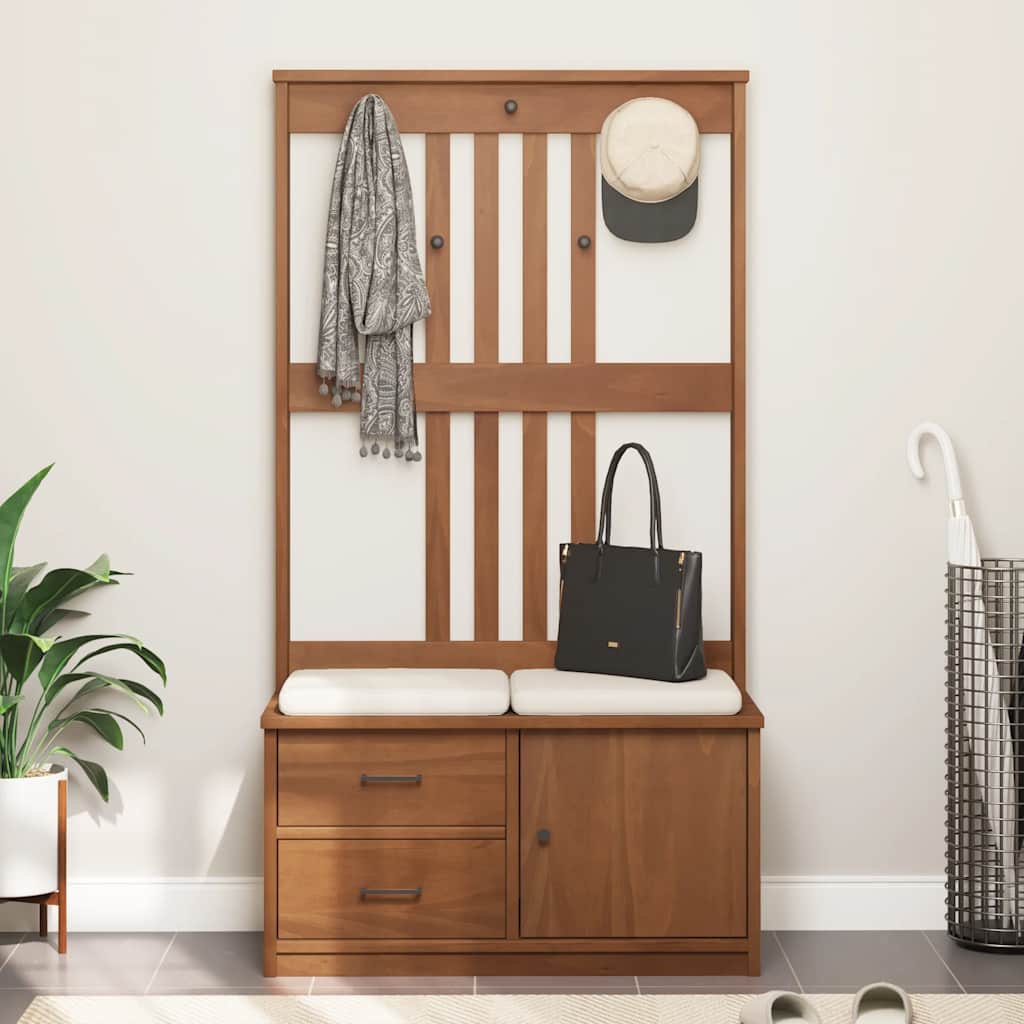 Hall træ SANDENS 87x40x159,5 cm massivt fyrretræ