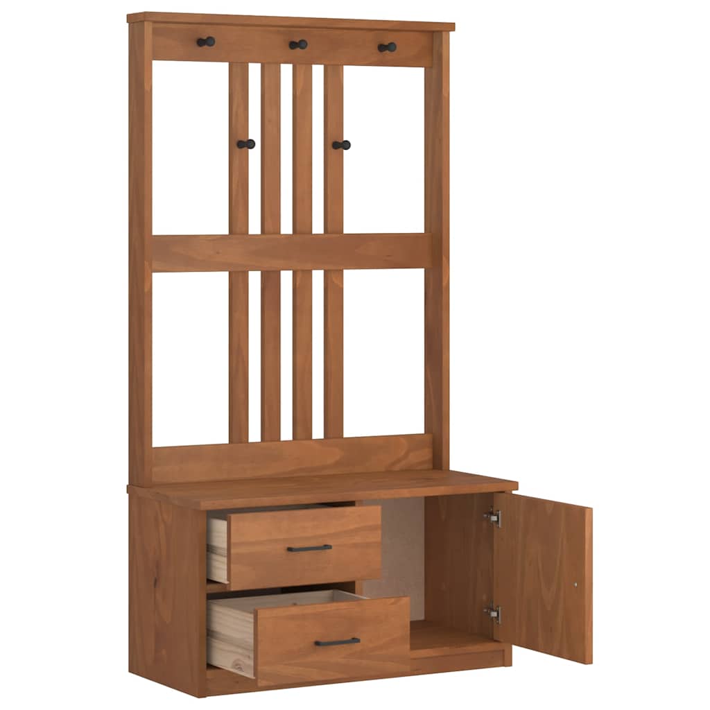 Hall træ SANDENS 87x40x159,5 cm massivt fyrretræ