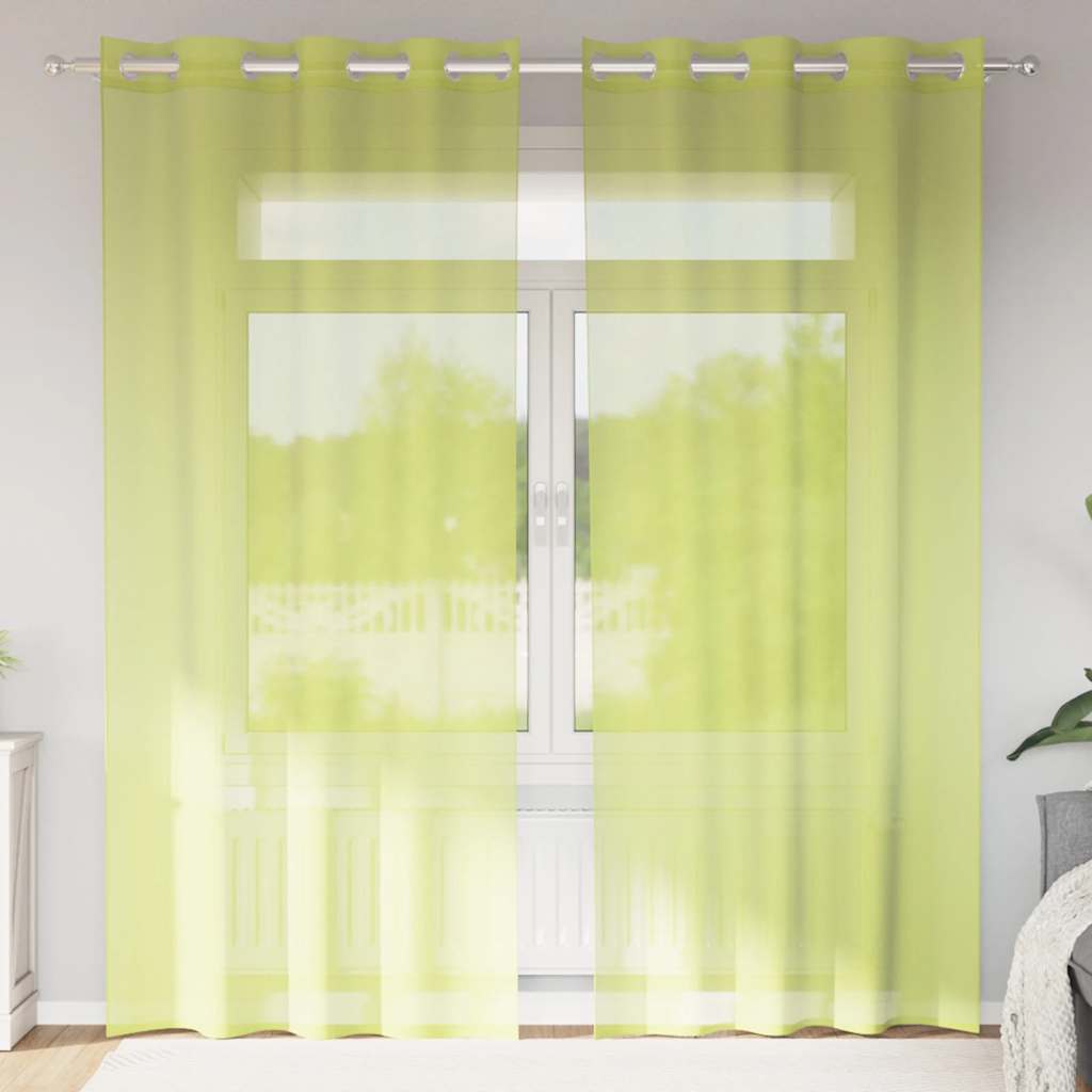 voile-gardiner med øskner 2 stk. 140x225 cm æblegrøn
