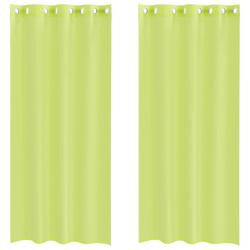 voile-gardiner med øskner 2 stk. 140x245 cm æblegrøn