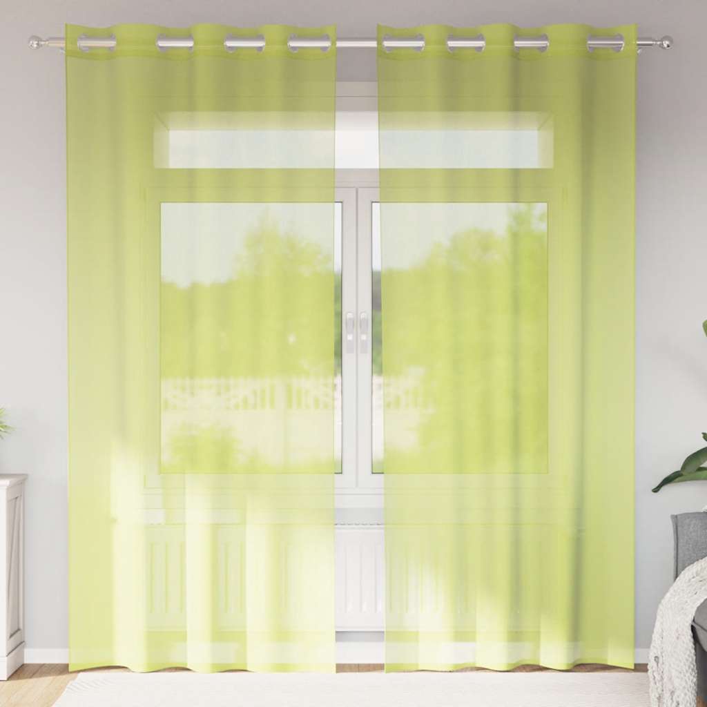 voile-gardiner med øskner 2 stk. 140x245 cm æblegrøn