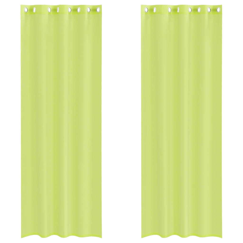 voile-gardiner med øskner 2 stk. 140x260 cm æblegrøn