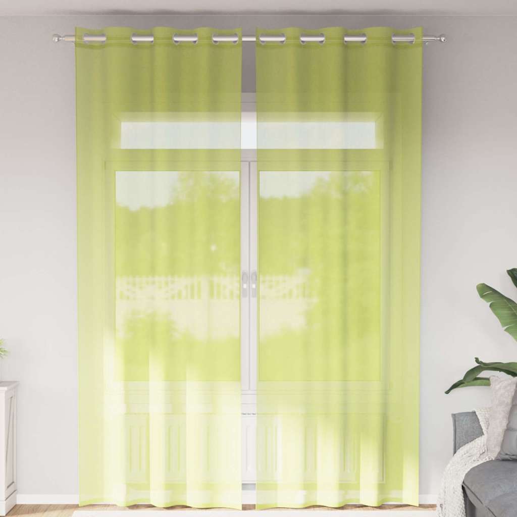voile-gardiner med øskner 2 stk. 140x300 cm æblegrøn