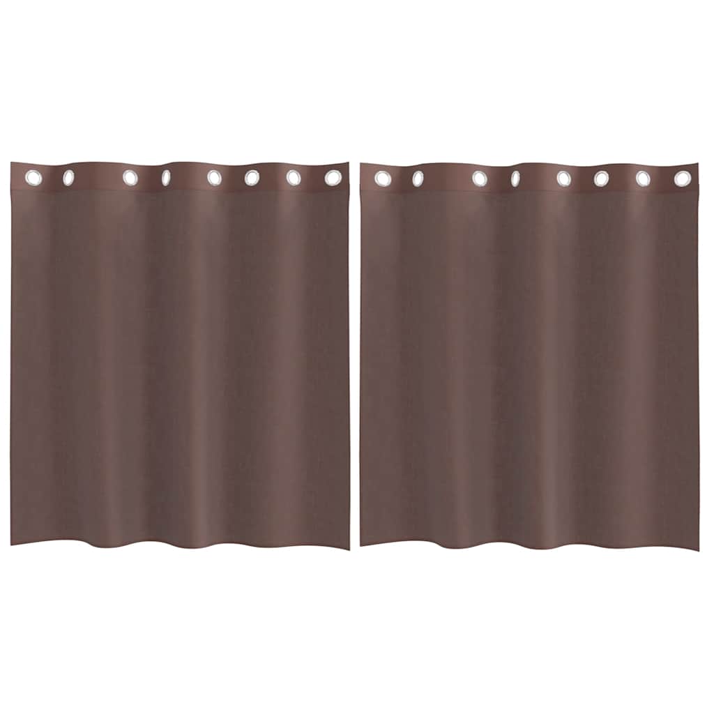 voile-gardiner med øskner 2 stk. 140x140 cm brun
