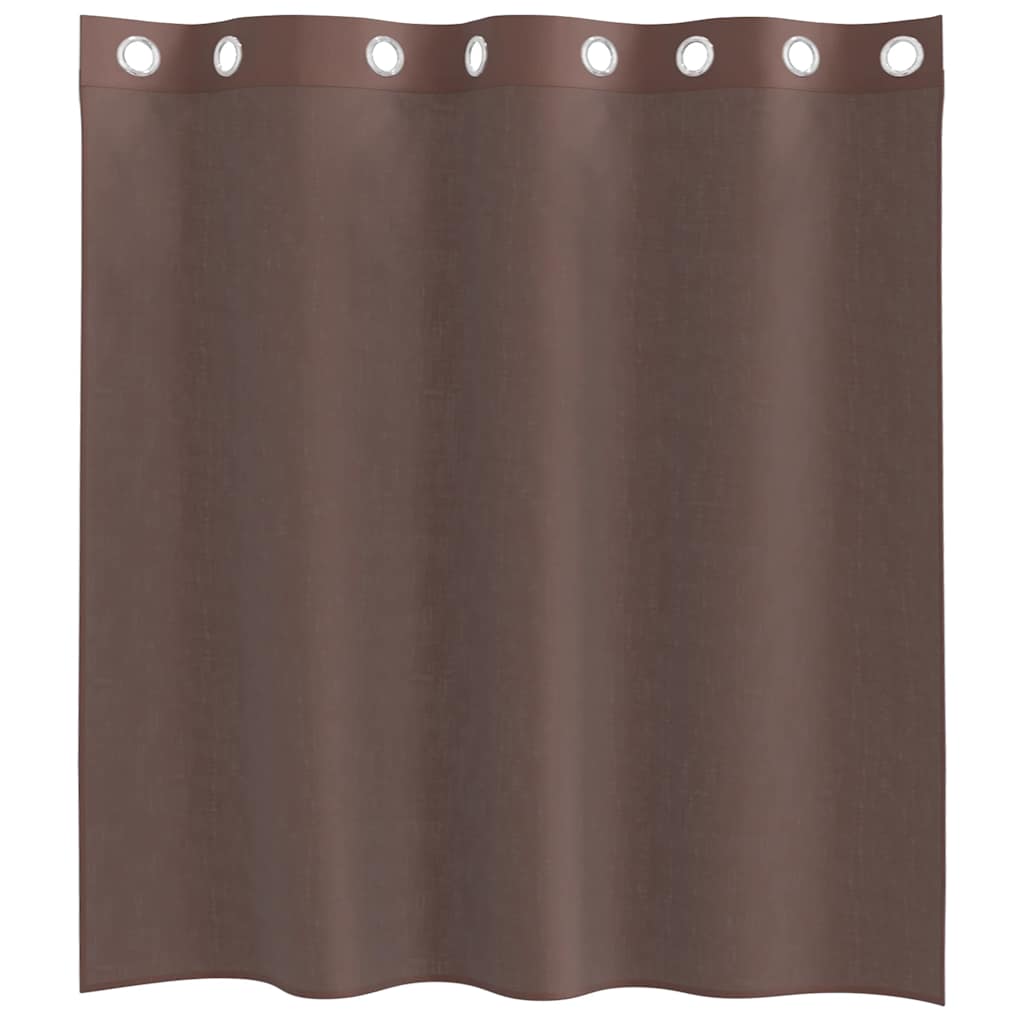 voile-gardiner med øskner 2 stk. 140x140 cm brun