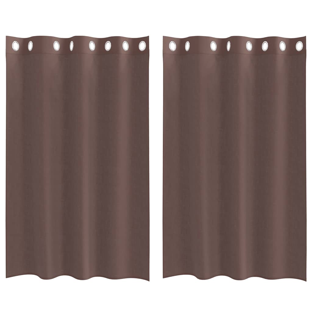 voile-gardiner med øskner 2 stk. 140x175 cm brun