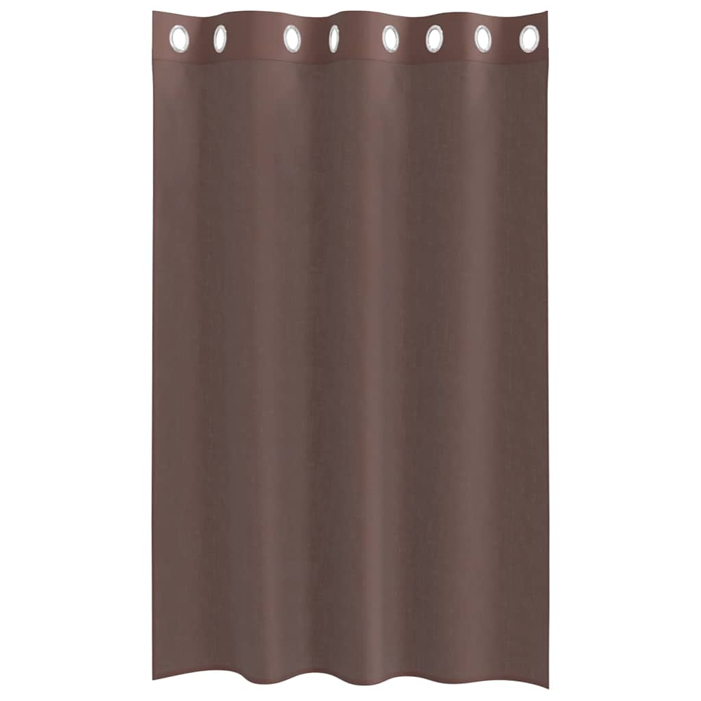 voile-gardiner med øskner 2 stk. 140x175 cm brun
