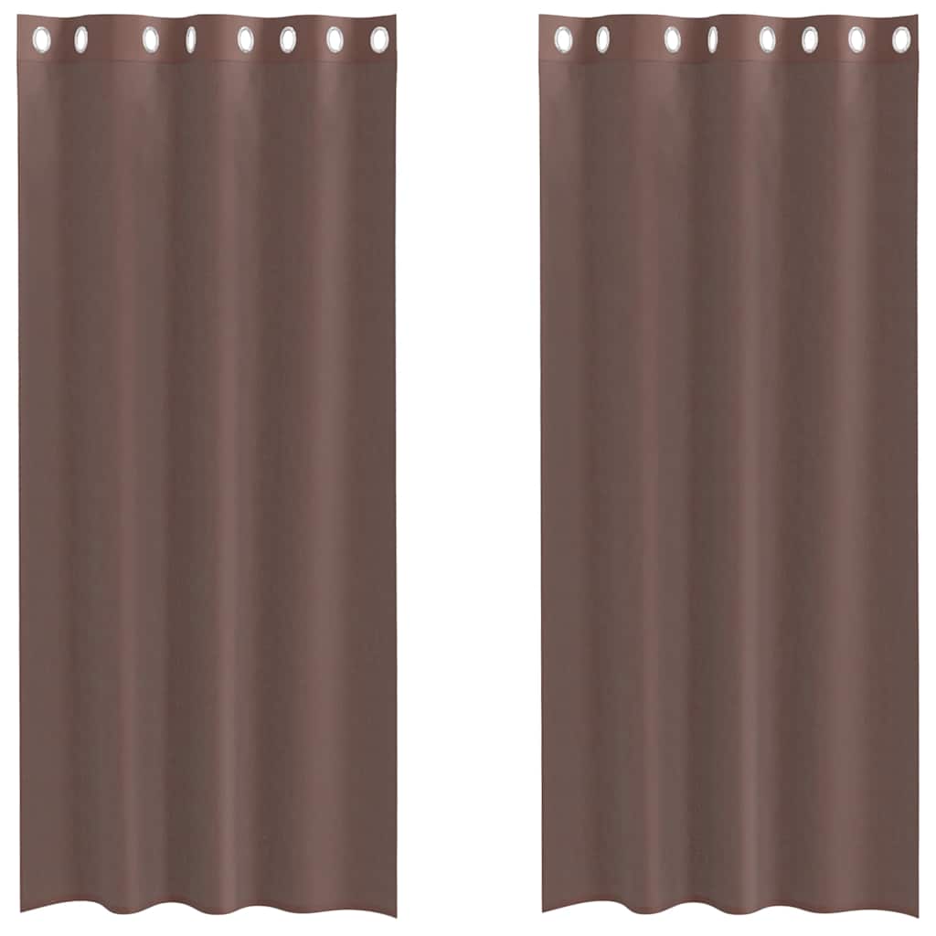 voile-gardiner med øskner 2 stk. 140x225 cm brun