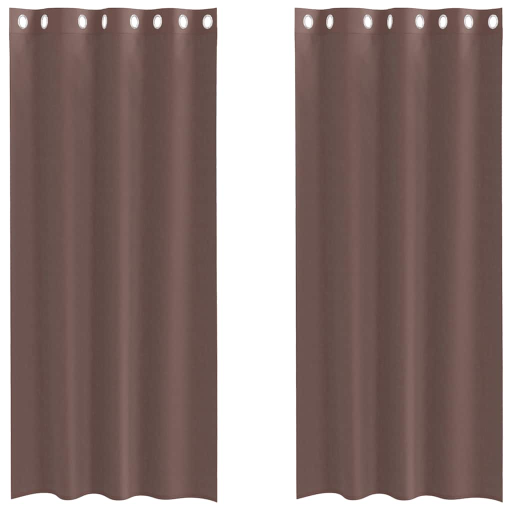 voile-gardiner med øskner 2 stk. 140x245 cm brun