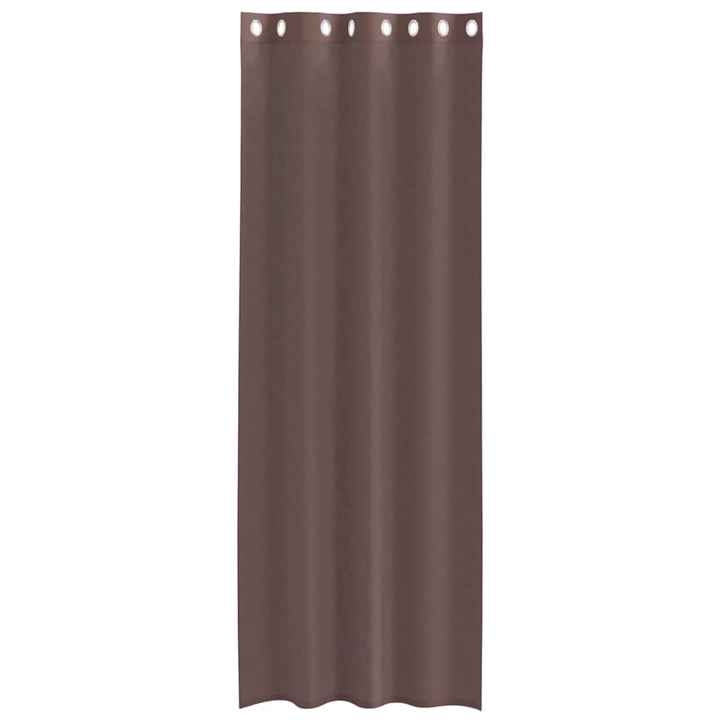 voile-gardiner med øskner 2 stk. 140x260 cm brun