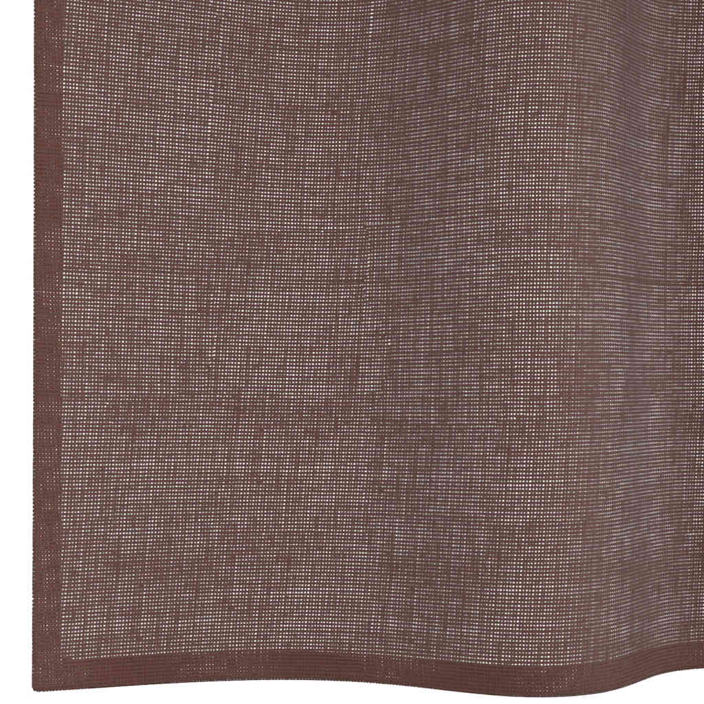 voile-gardiner med øskner 2 stk. 140x260 cm brun