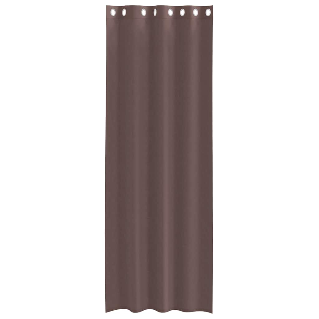 voile-gardiner med øskner 2 stk. 140x300 cm brun