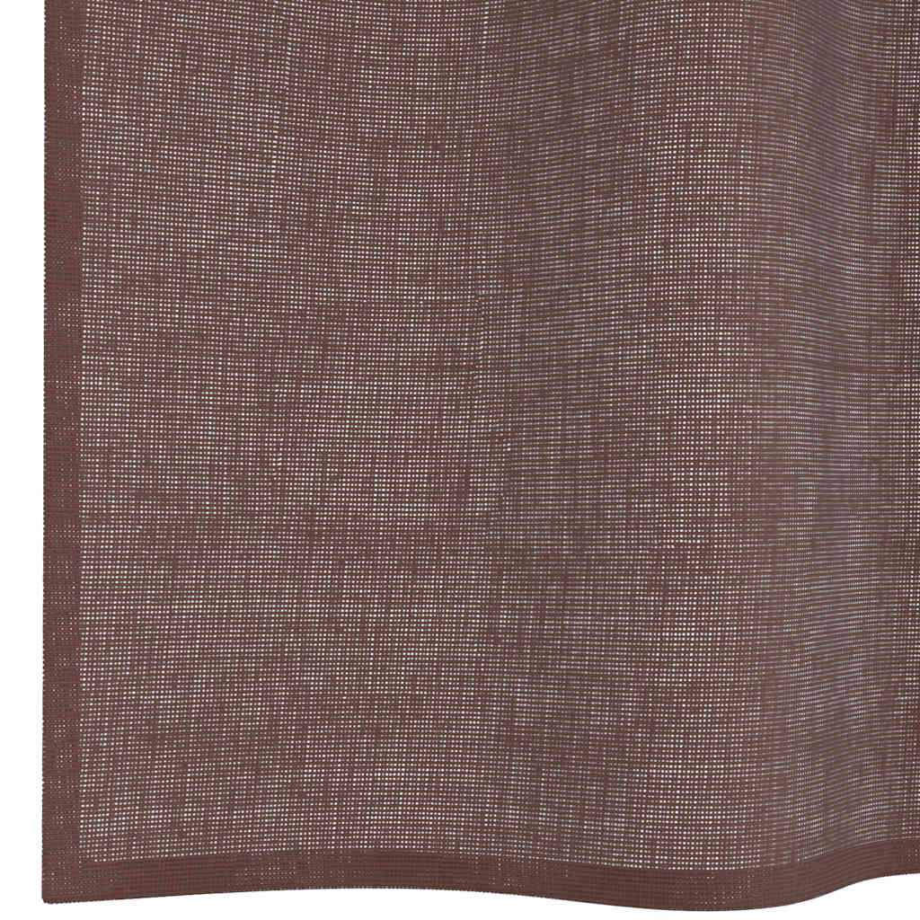 voile-gardiner med øskner 2 stk. 140x300 cm brun