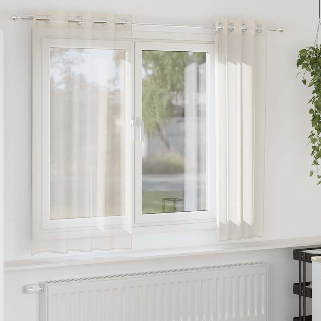 voile-gardiner med øskner 2 stk. 140x175 cm cremefarvet