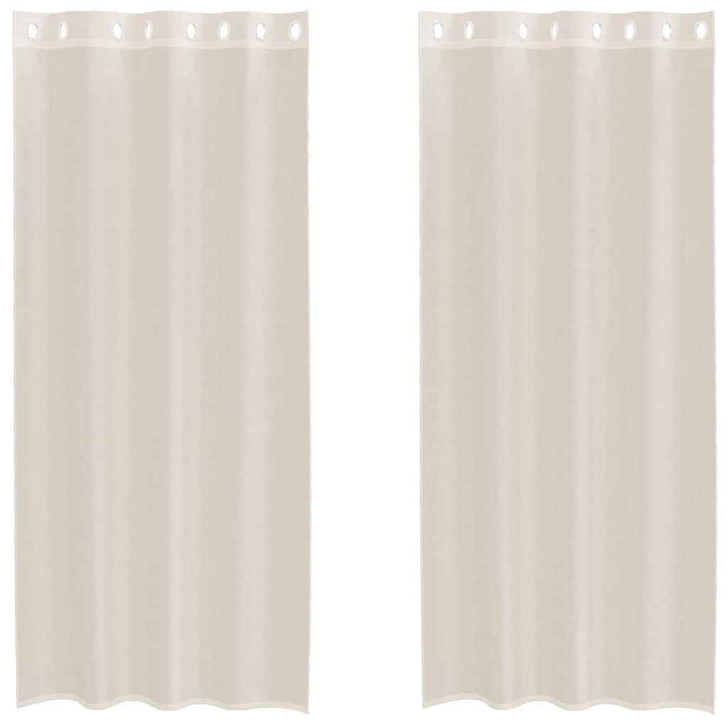 voile-gardiner med øskner 2 stk. 140x225 cm cremefarvet