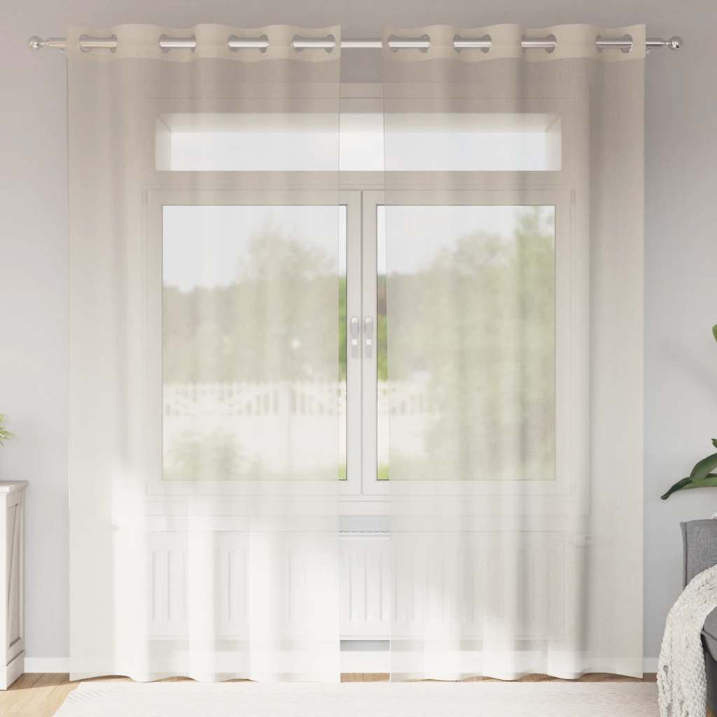 voile-gardiner med øskner 2 stk. 140x225 cm cremefarvet