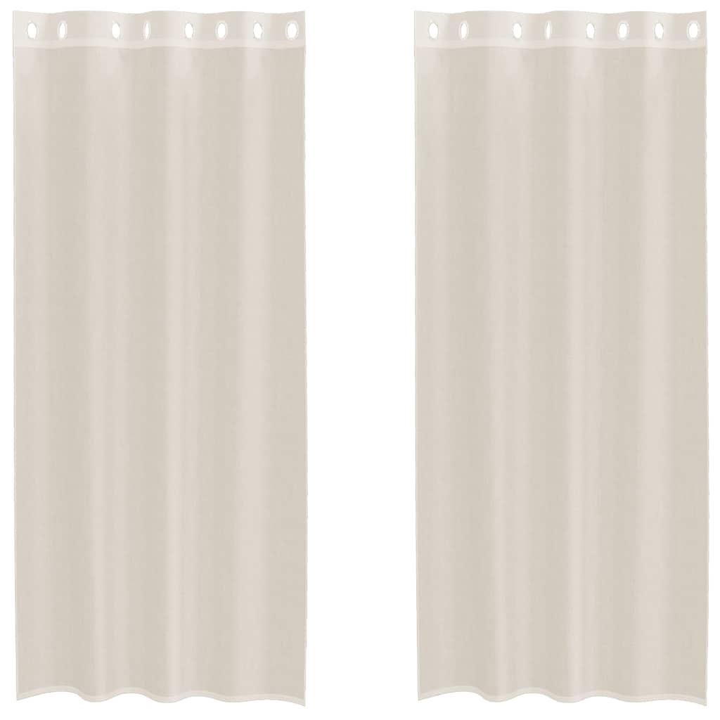 voile-gardiner med øskner 2 stk. 140x245 cm cremefarvet
