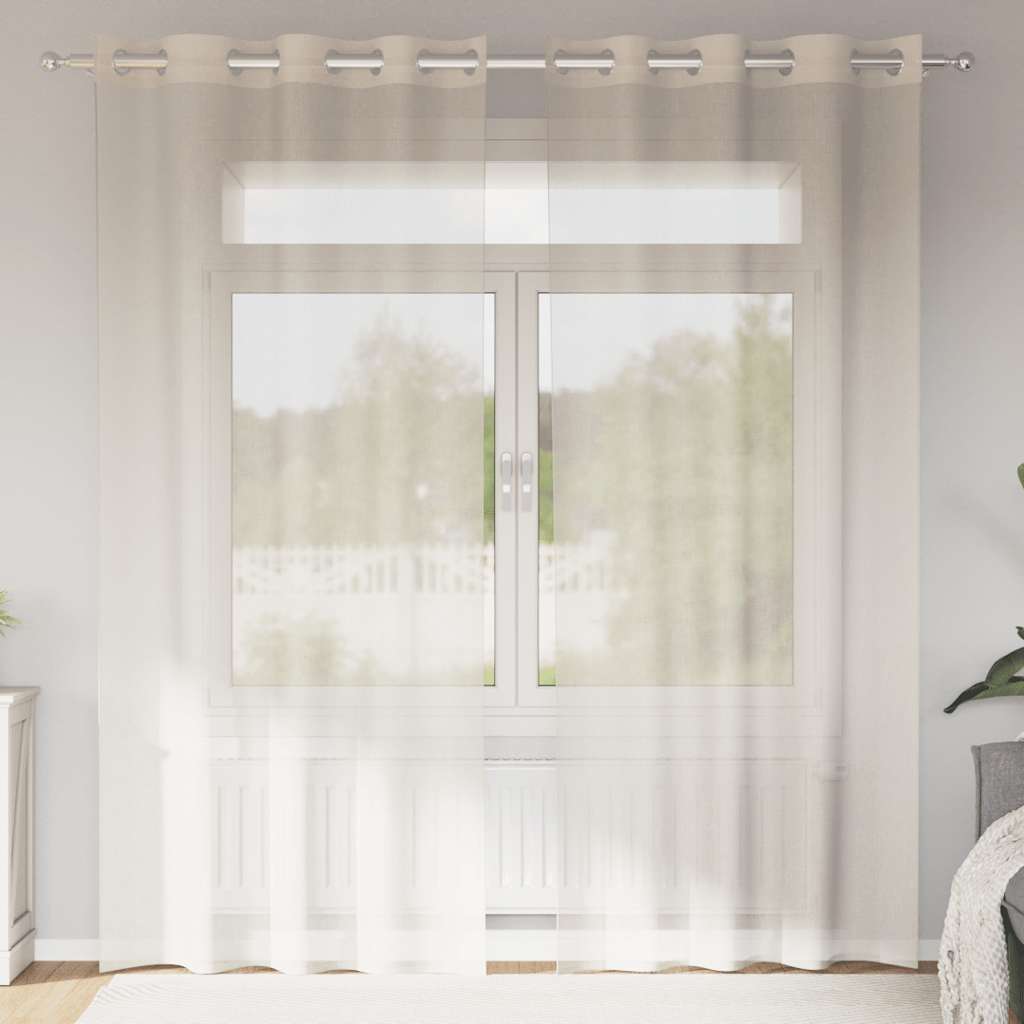 voile-gardiner med øskner 2 stk. 140x245 cm cremefarvet