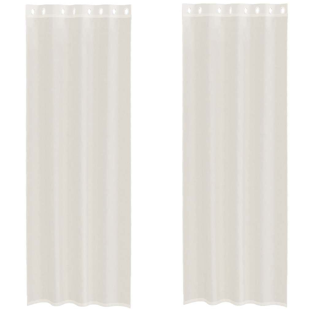 voile-gardiner med øskner 2 stk. 140x260 cm cremefarvet